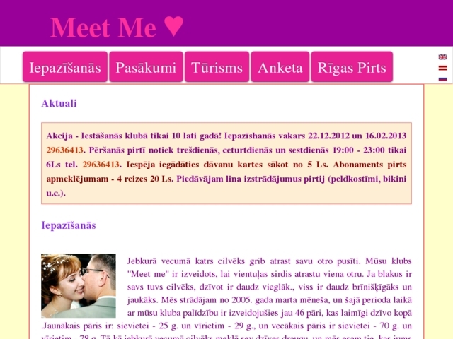 Meet me, iepazīšanās klubs, SIA